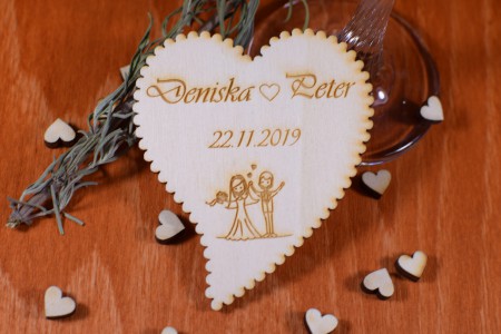 Svadobná magnetka drevená gravírovaná 